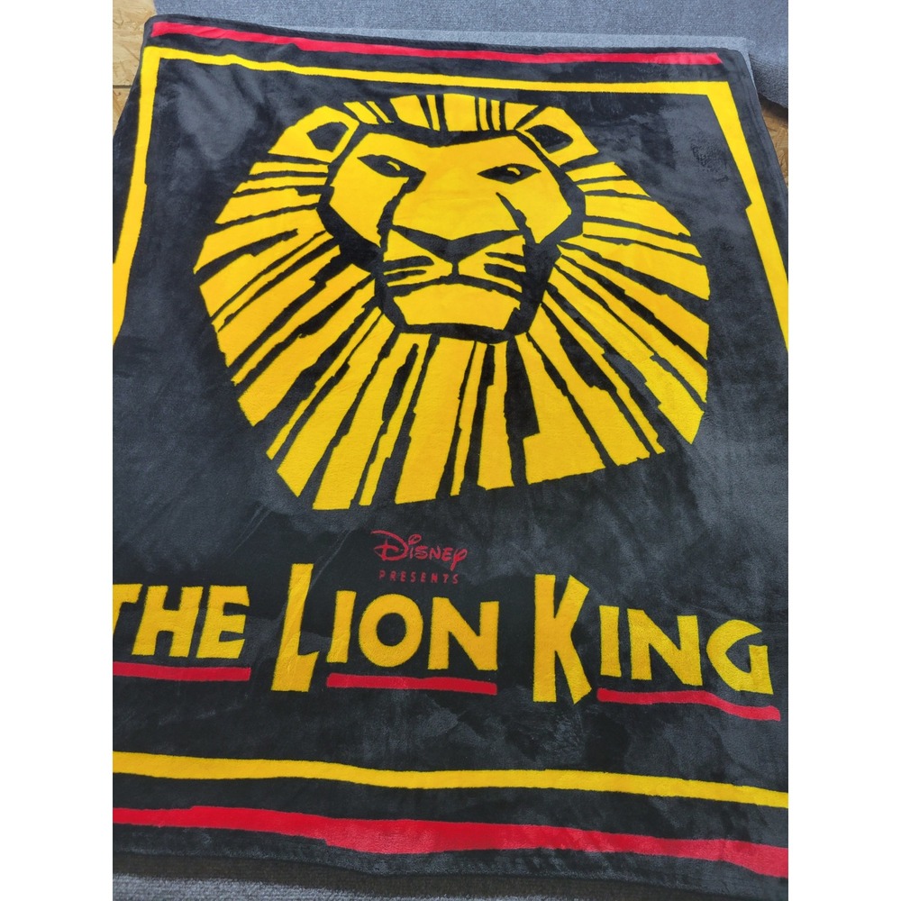 Disney The Lion King Broadway Musical Plush Throw Blanket Black Yellow Fleece